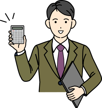 電卓をもつサラリーマン